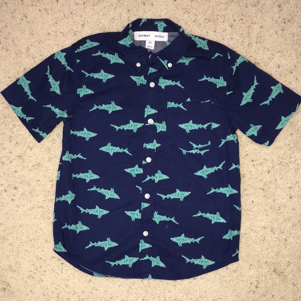 Old Navy Shark Printed Design Beach Coastal Polo Top